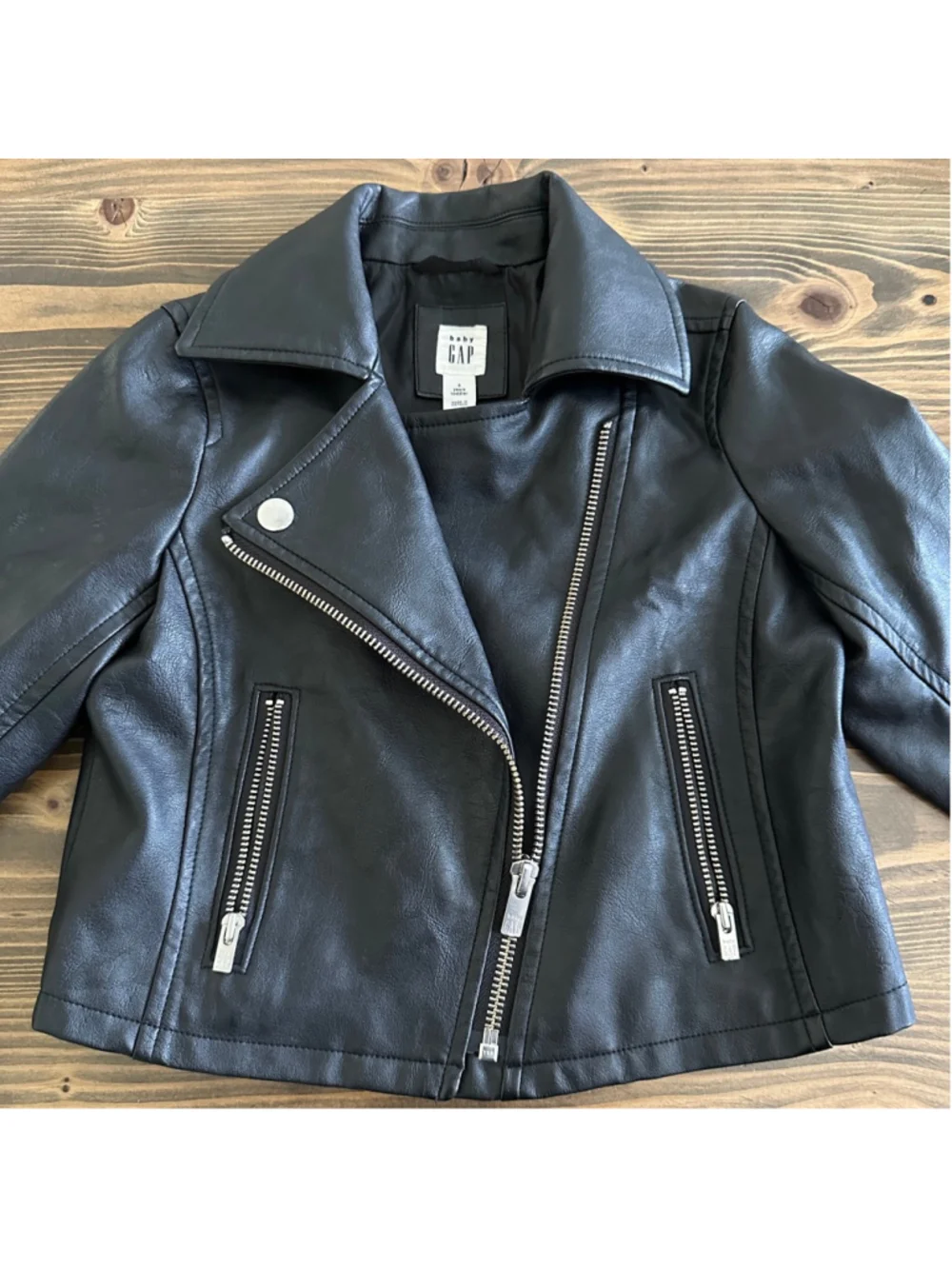 Baby Gap Faux Leather Moto Jacket 3M Black Biker Jacket Baby Girl